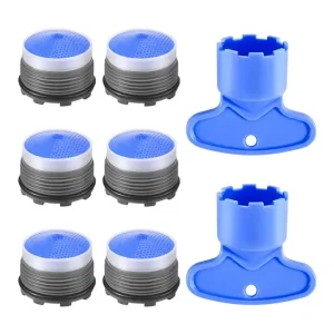 Aérateur de robinet avec clé de retrait, 16.5 18.5MM, filtre de robinet d&rsquo;économie d&rsquo;eau, raccord de lavabo de cuisine, régulateur de débit de barboteur intégré