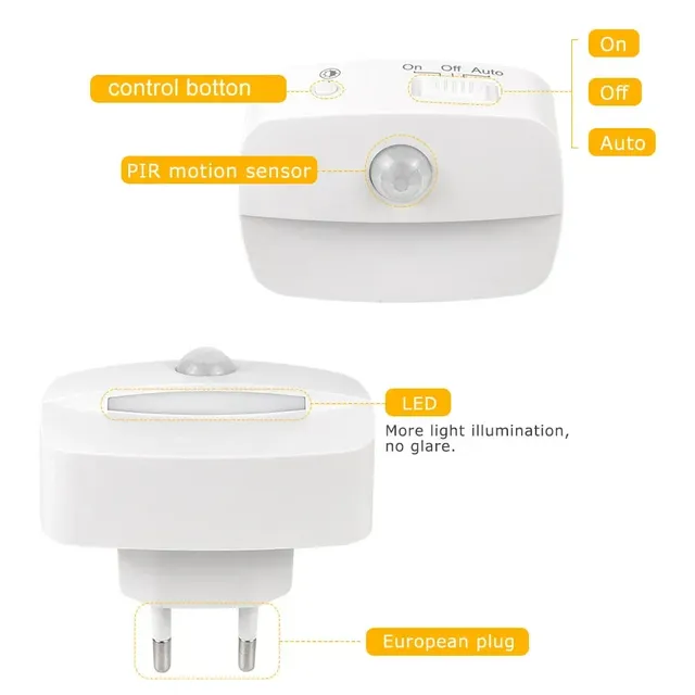 LED veilleuse ue US Plug In capteur de mouvement… – vue 3