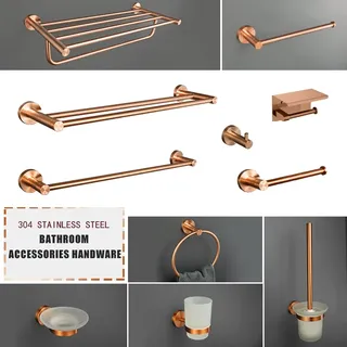 Ensemble d'accessoires de salle de bains muraux en acier inoxydable