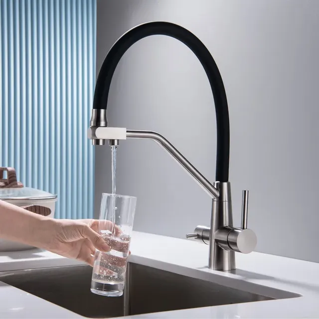 Robinet d'évier de cuisine en acier inoxydable 304