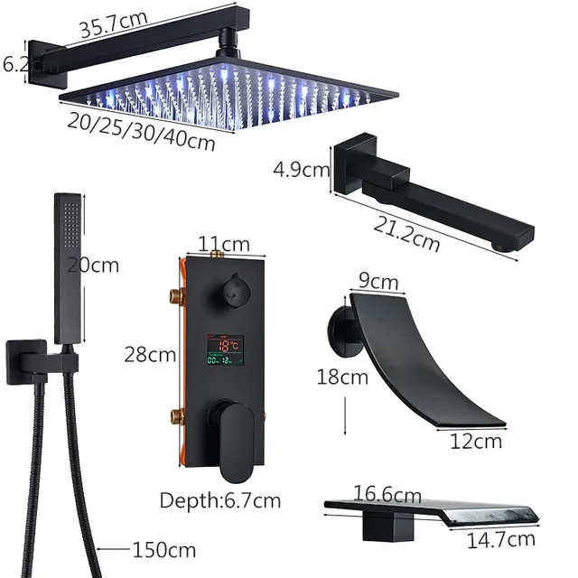 Robinet de douche dissimulé noir mat – vue 6