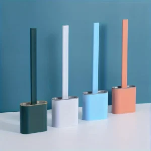 Brosse de Toilette avec Support, Base Étanche, du Sol au Plafond ou Murale avec Long Manche, 1 Ensemble
