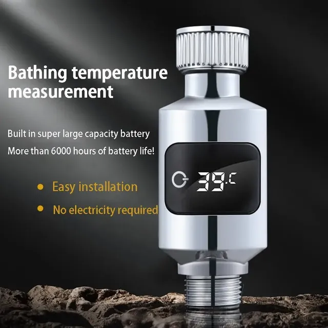 Thermomètre douche numérique LED étanche chromé compact… – vue 3