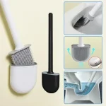 Brosse de toilette avec support, brosse de toilette souple et étanche, brosse murale pour salle de bain