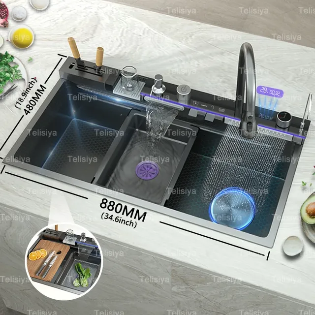 Évier de cuisine en acier inoxydable – vue 5