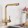 Robinet de cuisine avec filtre à eau de luxe doré, mélangeur, filtre à eau potable, robinet d’évier, robinet d’eau chaude et froide pour la cuisine Robinet de cuisine avec filtre à eau de luxe doré, mélangeur, filtre à eau potable, robinet d’évier, robinet d’eau chaude et froide pour la cuisine