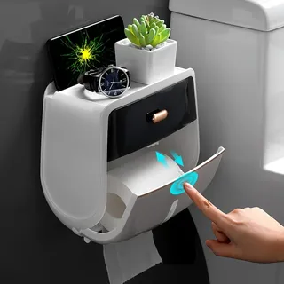 Porte papier toilette mural multifonctionnel tiroir rangement clapet…