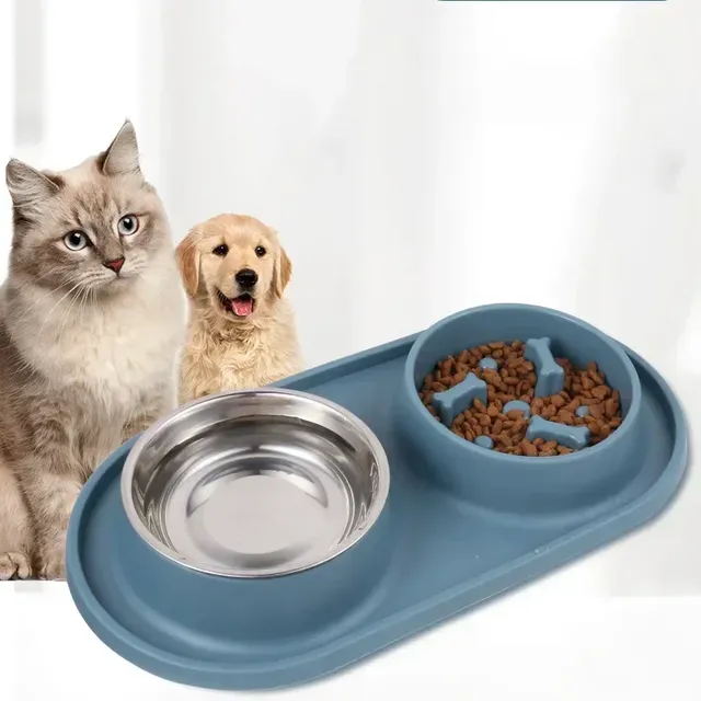 Bol Double pour chien avec tapis en Silicone – vue 3