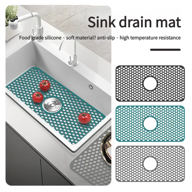 Tapis d'évier de cuisine en Silicone avec trous de… – vue 3