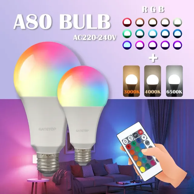 1-10 pièces Super lumineux 20W RGB LED ampoule lampe 24…