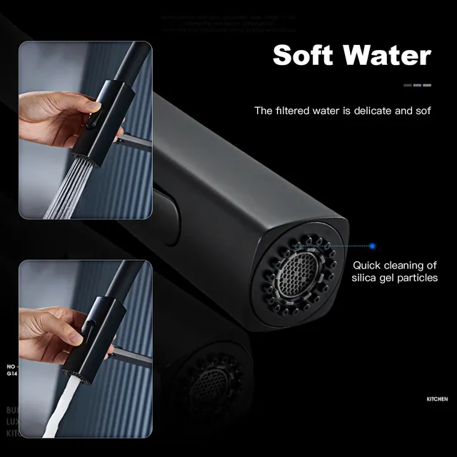 Robinet de cuisine de luxe en laiton noir au design simple – vue 6
