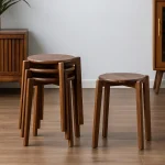 Tabouret nord-américain en noyer, siège de salle à manger rond empilable, banc bas moderne en bois massif pour salon ou sièges de café