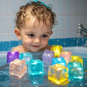 Baignoire de bain pour bébé, jouets lumineux LED colorés, étanches et brillants, pour garçons et filles, cadeau d&rsquo;anniversaire et de noël pour nourrissons, 6/12 pièces