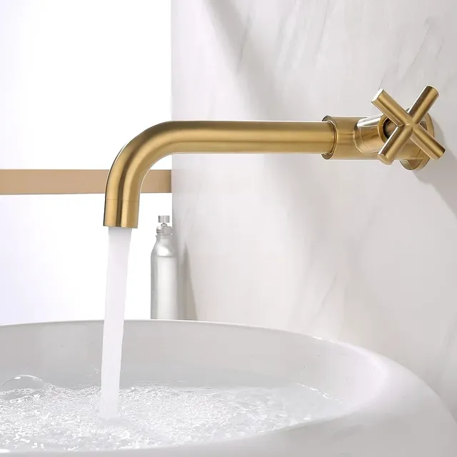 Robinet mural lavabo froid laiton brossé noir mat chrome… – vue 4