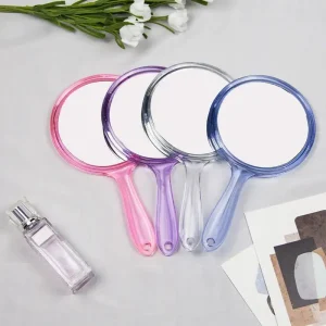 Miroir à main double face – Miroir grossissant 1X/ 2X avec poignée – Miroir de maquillage de forme arrondie pour usage domestique et voyage Miroir à main double face – Miroir grossissant 1X/ 2X avec poignée – Miroir de maquillage de forme arrondie pour usage domestique et voyage