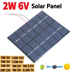Panneau solaire 2W 6V, panneau de cellules solaires en polysilicium, batterie externe Portable à haute efficacité pour l&rsquo;éclairage domestique de petite taille