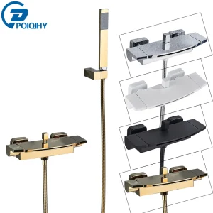 Bec mural en laiton pour baignoire noire, douchette à main, robinets mélangeurs froid et chaud, HOShower F/05 ets, 256 Bec mural en laiton pour baignoire noire, douchette à main, robinets mélangeurs froid et chaud, HOShower F/05 ets, 256