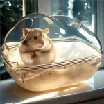 Petite baignoire en plastique Transparent pour Hamsters, bain de sable, boîte à souris, accessoires de salle de bain pour Hamster
