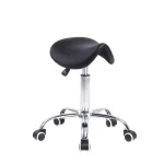 Wholesale Saddle Rolling Stool With Wheels Hydraulic Swivel Adjustable Chair Ergonomic Thick Leather Seat for Salon