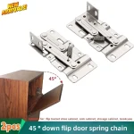 Charnière pivotante à 45 degrés à fermeture automatique, 2 pièces, plateau avant d&rsquo;évier, charnières à ressort, organisateur d&rsquo;armoire de cuisine, charnière pour Base d&rsquo;évier, plateau rabattable