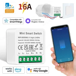 EWeLink App WiFi Smart Switch, Disjoncteur de contrôle bidirectionnel, Maison intelligente, Tournesol, DIY Tech nous-mêmes avec SmartThings Alexa Google Alice