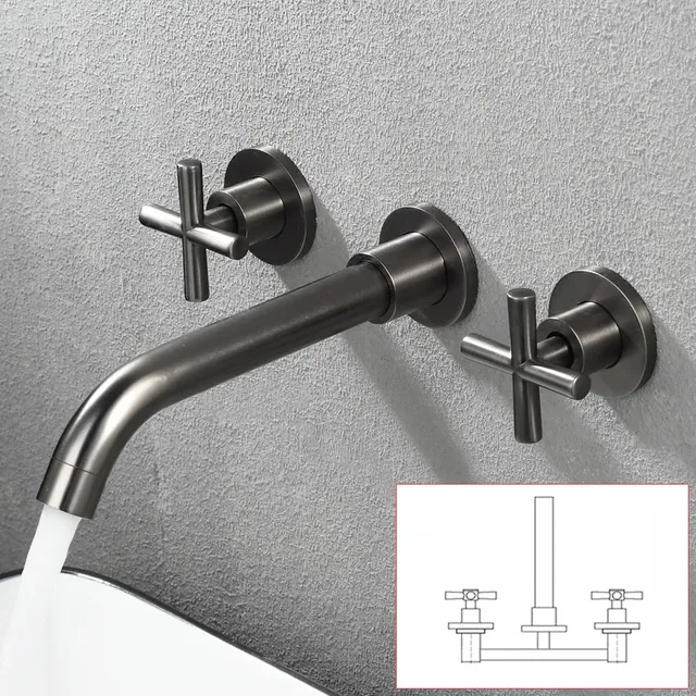 Ensemble de robinets de lavabo muraux – vue 6
