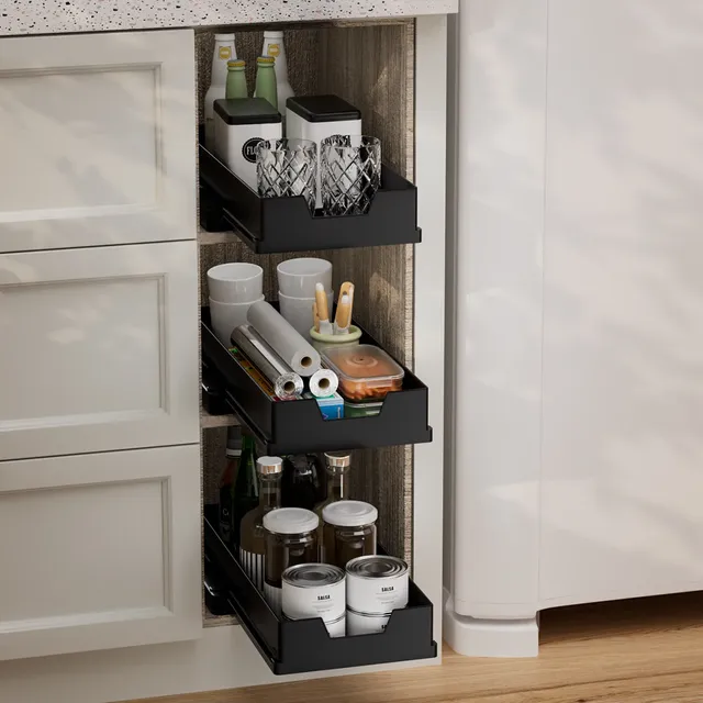 Tiroir coulissant organisateur cuisine plastique noir… – vue 6