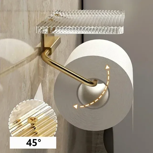 Porte-papier hygiénique doré de luxe avec étagère – vue 4
