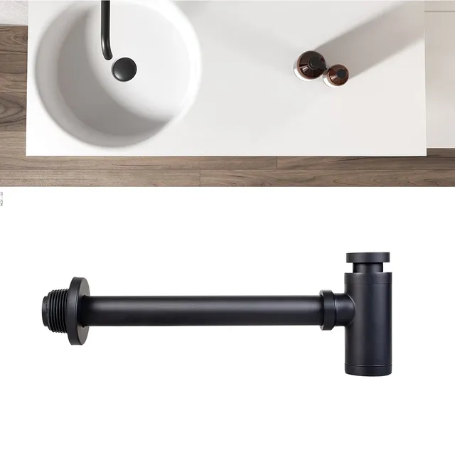 Piège à bouteilles de lavabo de salle de bains noir – vue 2