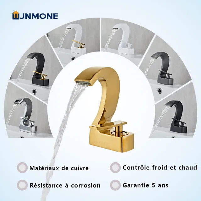 Robinet de lavabo cascade moderne mélangeur chaud et… – vue 2