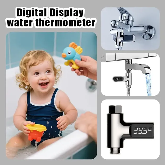 Thermomètre douche lumière autoalimenté affichage… – vue 2
