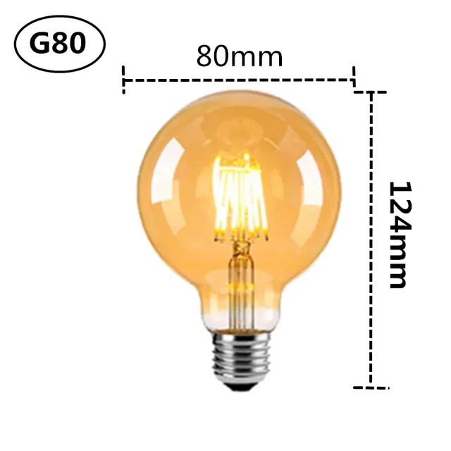 Ampoule LED à Filament Edison rétro marron doré G80 G95… – vue 6