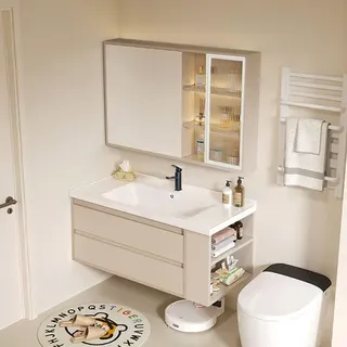 Étagère organisateur salle de bain armoire lavage lumière miroir évier…