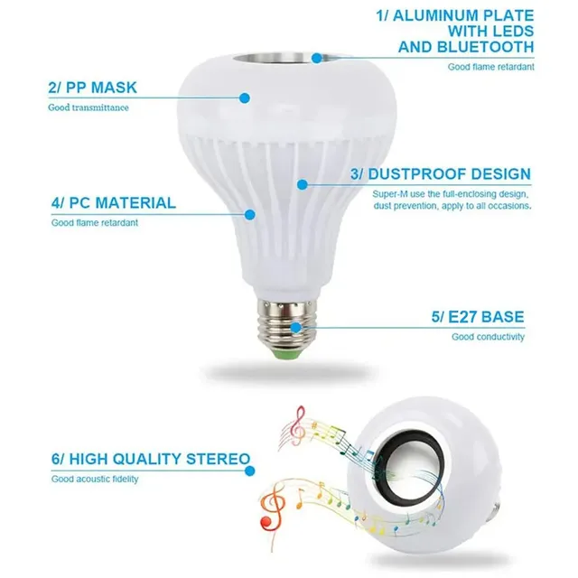 Ampoule LED musicale Bluetooth avec télécommande – vue 5