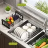 Égouttoir de cuisine extensible en acier inoxydable T1 – vue 2
