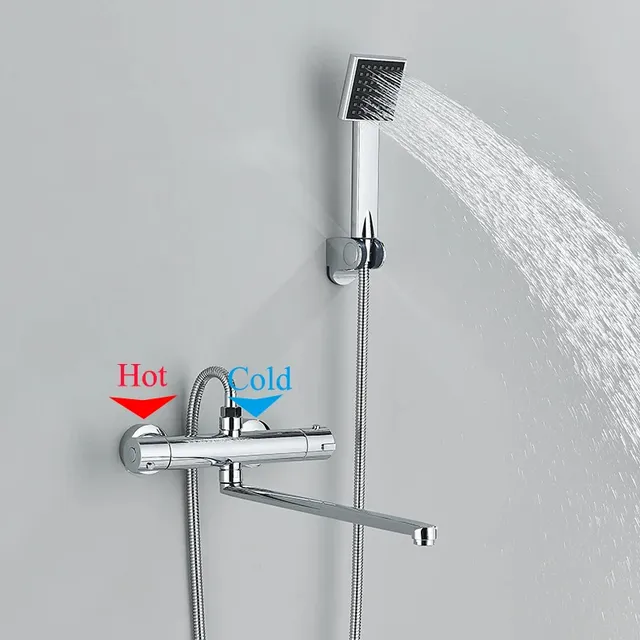 Mitigeur thermostatique mural baignoire douche chrome… – vue 3