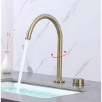 Robinet de ark de salle de bain en or brossé, robinet de ark noir répandu tournant à 360 trous, PLANHOtwo