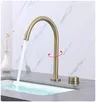 Robinet lavabo mural or brossé noir bec pivotant rotatif… – vue 1