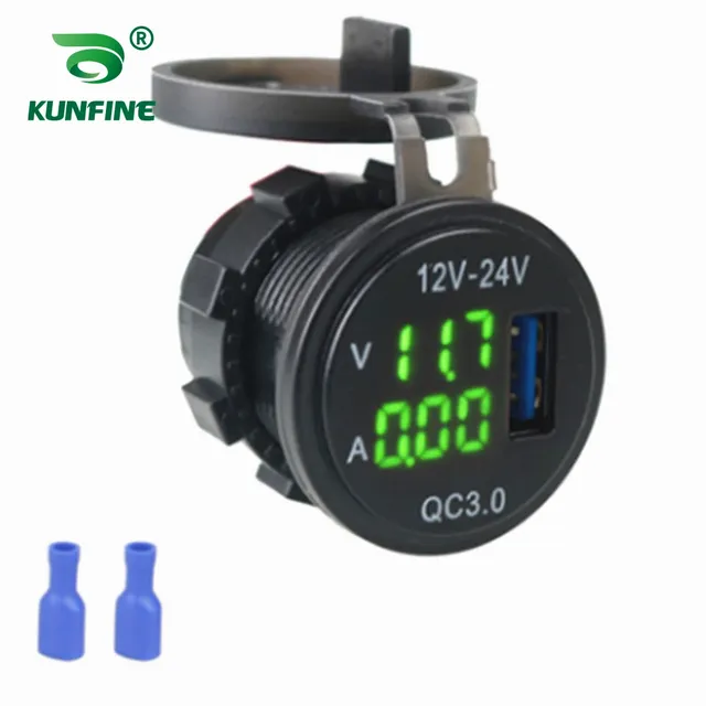 Chargeur voiture QC3 rapide voltmètre ampèremètre… – vue 2