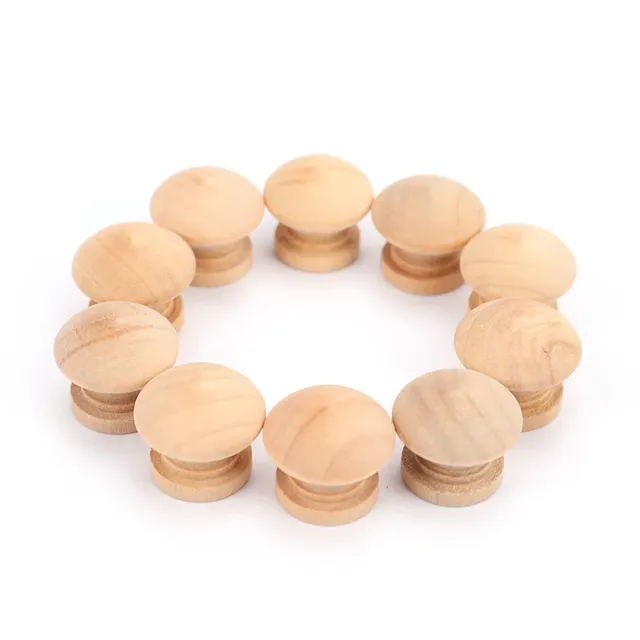 10 pièces boutons de traction ronds en bois naturel… – vue 4