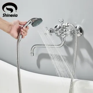 Robinet mural baignoire douche chrome alliage zinc mélangeur bain…