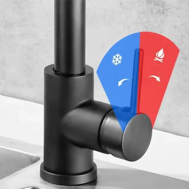 Robinet d'évier de cuisine extractible noir – vue 4