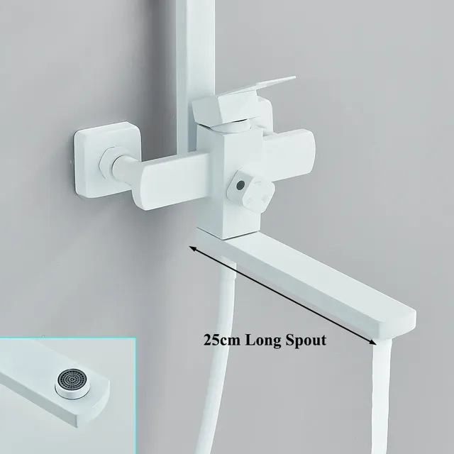 Ensemble de douche blanche avec longue rotation du bec – vue 3