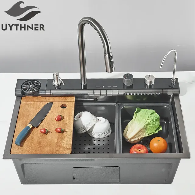 Évier de cuisine cascade gris odor – vue 2