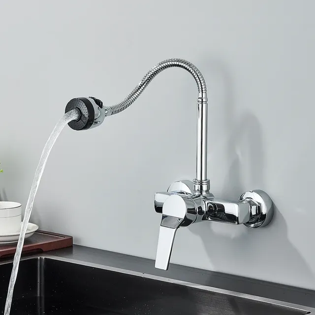 Mitigeur mural monocommande cuisine chrome miroir métal… – vue 4