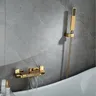 Ensemble bain douche mural doré brossé laiton gris… – vue 3