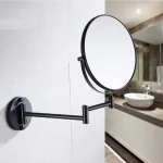 360 ° Miroir mural rotatif double face – Miroir de maquillage de salle de bain en alliage d&rsquo;aluminium avec grossissement 3X, pliable et réglable en angle