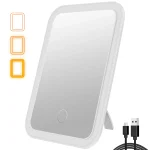 Miroir de maquillage à LED, pliable, Compact, carré, cosmétique de voyage, Portable, éclairé, pour écran tactile, table