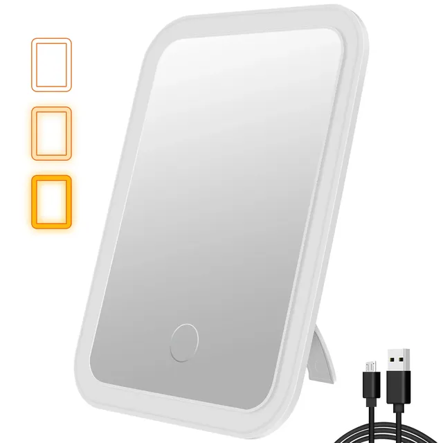 Miroir maquillage LED pliable compact rectangulaire…