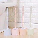 brosse toilette poils épais doux manche long ergonomique trou suspension support compact mural autoportant plastique pastel